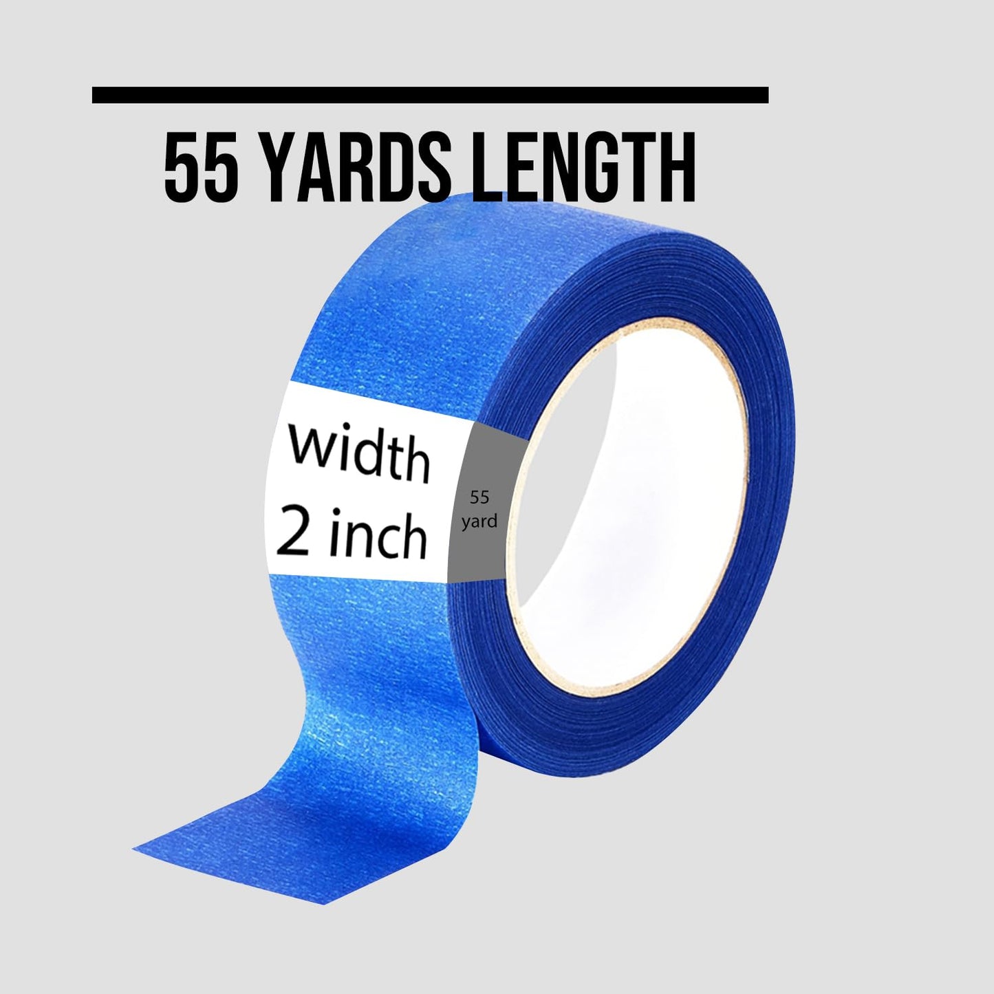 Lichamp Blue Painters Tape 2 inches Wide, Bulk 4 Pack Original Blue Masking Tape, 1.95 inch x 55 Yards x 4 Rolls (220 Total Yards)