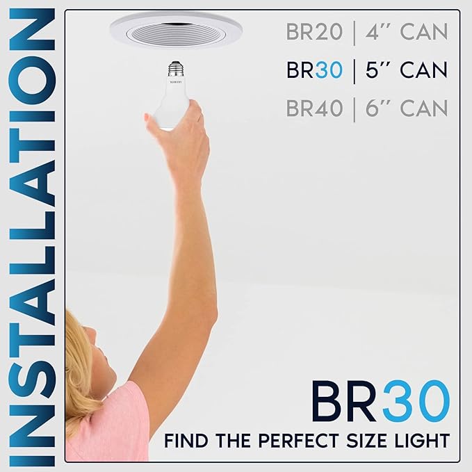 LUXRITE 4-Pack BR30 LED Bulb, 65W Equivalent, 3000K Soft White, Dimmable, 650 Lumens, LED Flood Light Bulbs, 8.5W, Energy Star, E26 Medium Base, Damp Rated, Indoor/Outdoor - Living Room and Kitchen