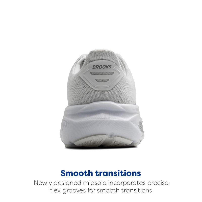 Brooks Women’s Ghost 17 Neutral Running Shoe - White/White/Grey - 9 Wide