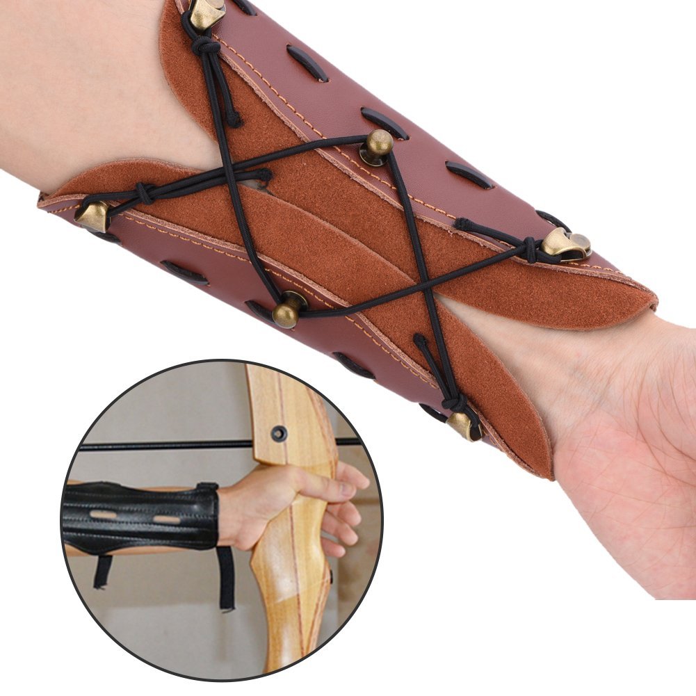 Dilwe Arm Guard, Archery Leather Arm Guard Strap Armband for Bow