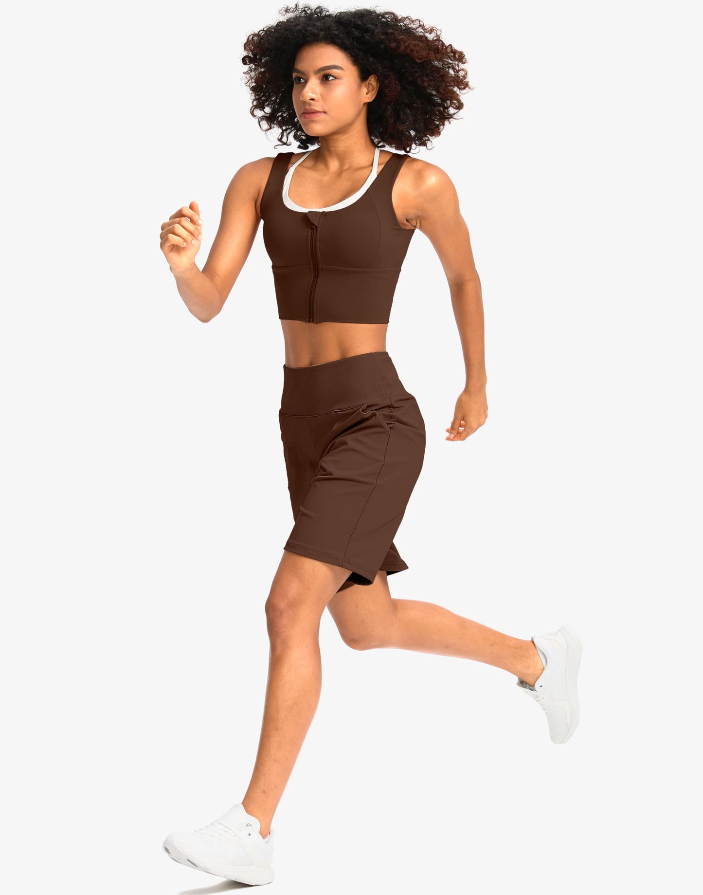 G Gradual Women's Bermuda Long Shorts with Pockets 7" High Waisted Knee Length Shorts for Women Walking Athletic Workout(Espresso-L7,3XL)