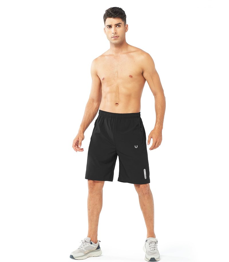 NORTHYARD Men's Athletic Running Shorts Gym Workout 7"/9"/5" Quick Dry Lightweight Sports Basketball Tennis 3 Zipper Pockets Black-9inch S