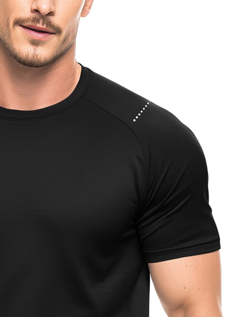 Mens Workout Shirts Quick Dry Short Sleeve Athletic Tee Moisture Wicking Top for Running Gym Fitness Training(Black,X-Large)