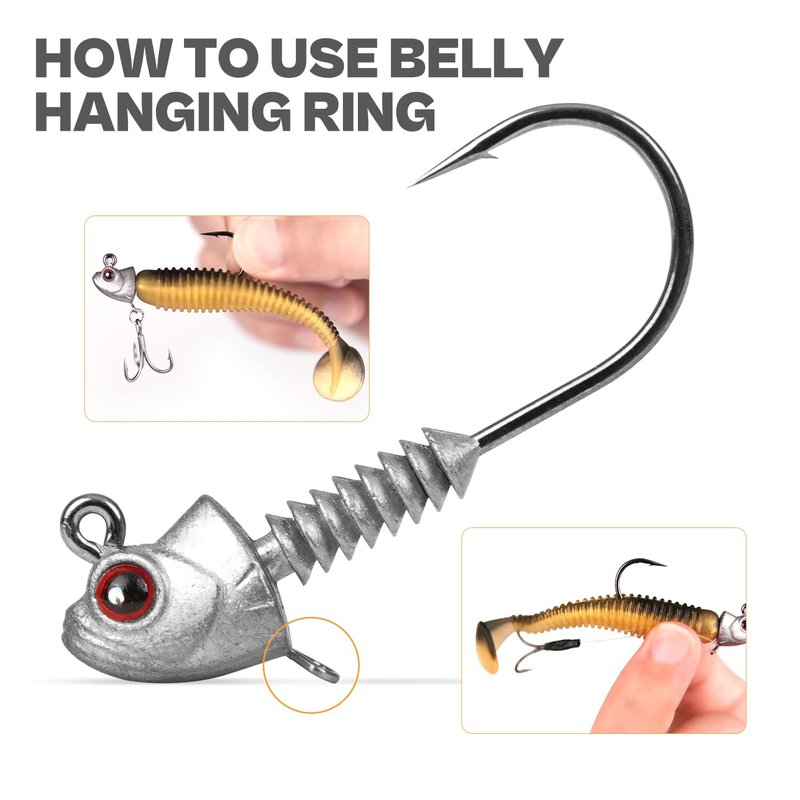 Swimbait Jig Heads with Stacked Cone Keeper, Minnow Style Eye Fishing Jighead 1/4oz (15 PCs)