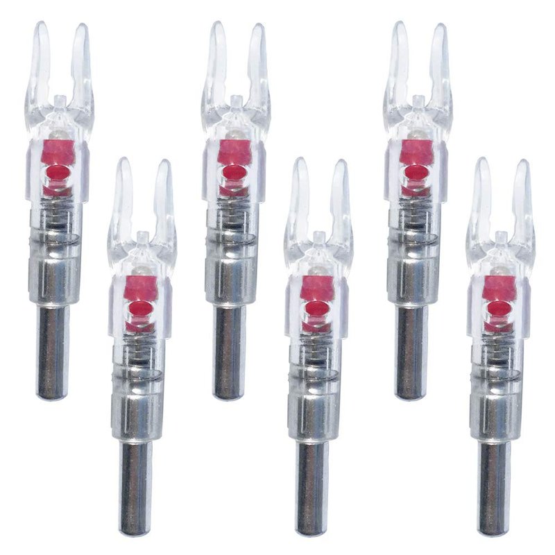 Reikawa 6PCS-S Lighted Nocks for Arrows with .244/6.2mm Inside Diameter Compound Bow Arrow Nock for Hunting Shooting (Red)