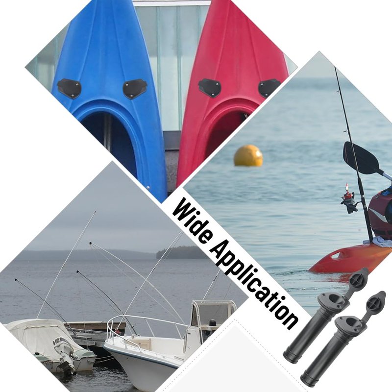 WMYCONGCONG 2 PCS Kayak Deck Fishing Rod Holder Plastic Flush Mount Fishing Boat Rod Holder w/Cap Cover for Kayak Boat Canoe