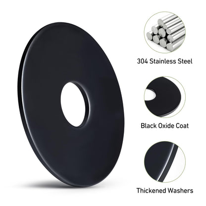SVLING 40PCS 3/16" x1-1/4 Fender Washers, Black Oxide 304 Stainless Steel 18-8, 3/16" ID x 3/4" OD Hardware Flat Washers for Screws Bolts