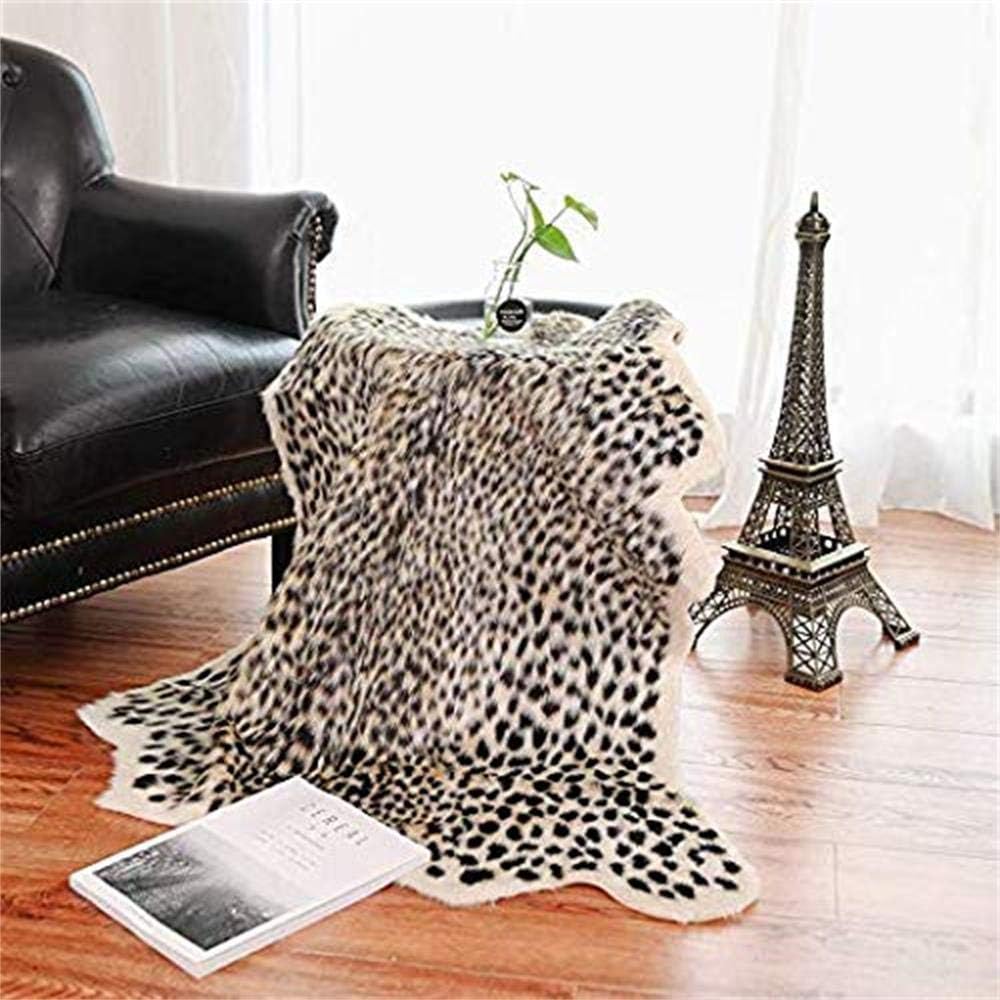 Leopard Print Rug,Faux Cowhide,Artificial Carpet,Simulation Cowhide, Leopard, Tiger, Zebra, Cow Hide Mat Animal Print Area Rug Hide Faux Carpet (A) / 40x37inch,3.3x3.1ft