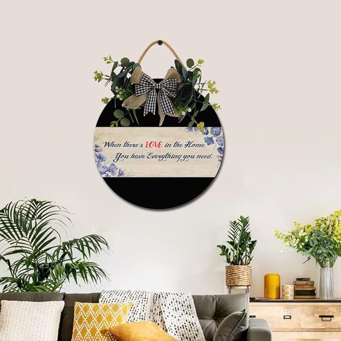 You Have Everything Front Door Sign Funny Wreaths Hanging Wooden Plaque Decoration Round Rustic Wood Farmhouse Porch Decor for Home Front Door Decor, 11 x 11 Inch