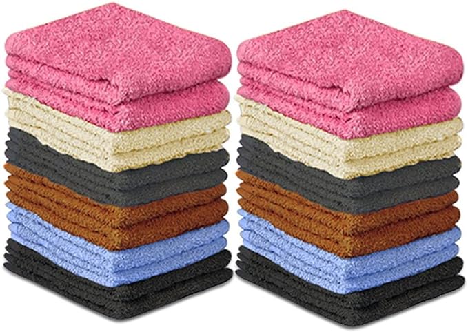 100% Cotton Washcloth Set 24 Packs – Soft, Absorbent Face Towels