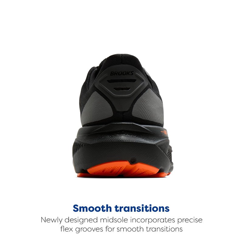 Brooks Men’s Ghost 17 Neutral Running Shoe - Black/Orange - 8.5 Medium