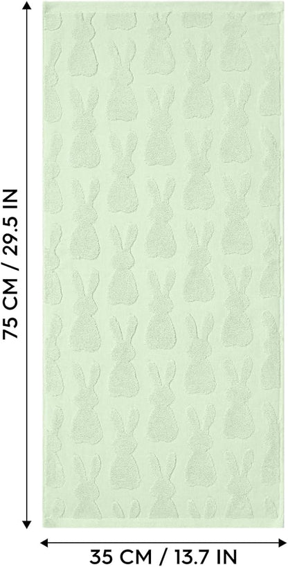 Artoid Mode 2 Pcs Light Green 3D Rabbit Jacquard Easter Hand Towels
