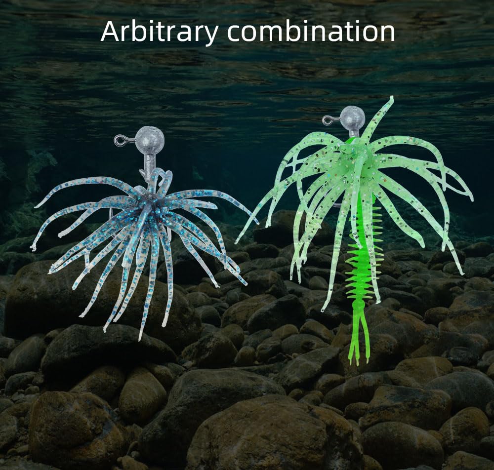 Cuoyuqie 3 pcs Fishing Sea Urchin Lures 9g Silicone Worm Silicone Worm Lure TPE Freshwater Bass Urchin BFS Fishing Lure