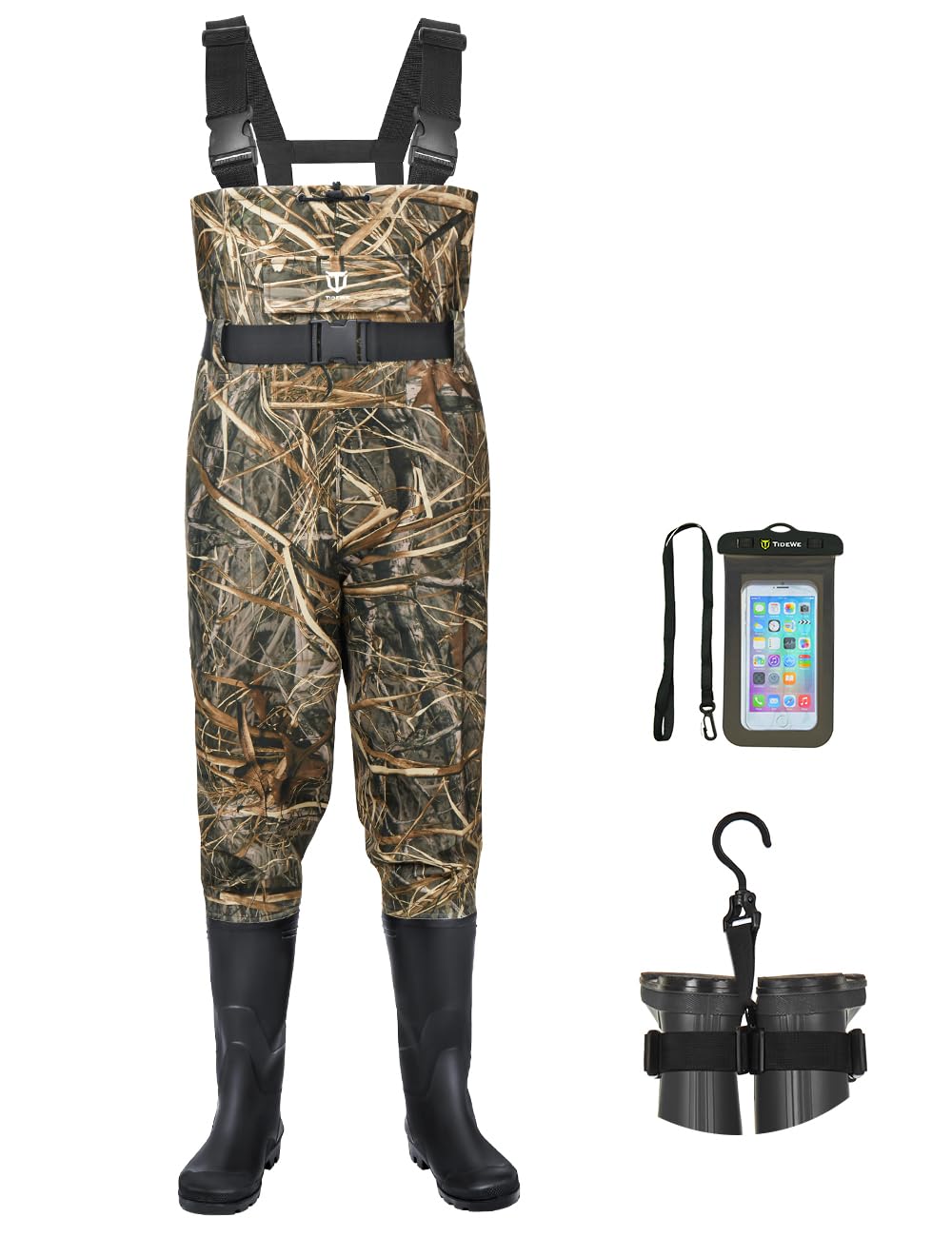 TIDEWE Bootfoot Chest Wader, 2-Ply Nylon/PVC Waterproof Fishing Hunting Waders with Boot Hanger for Men Women Next Camo Evos Size 13