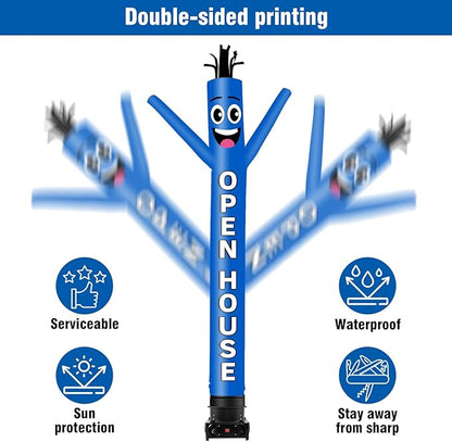 10FT Tall Inflatable Tube Man Open House Wacky Wavy Dancing Guy with 3/4 HP Weather-Resistant Blower (12''Diameter) for Outdoor Decoration Advertising Business Promotion - Blue
