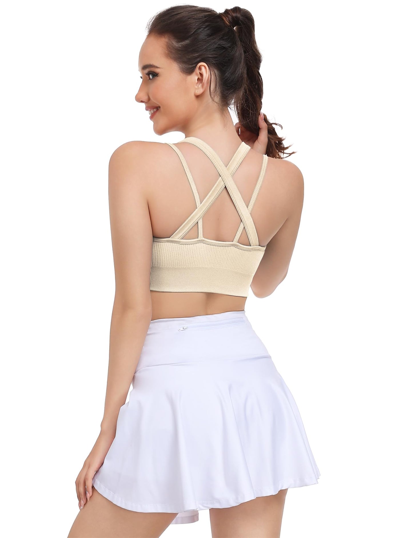 WANAYOU High Support Sports Bras for Women Cross Back Workout Sports Bra