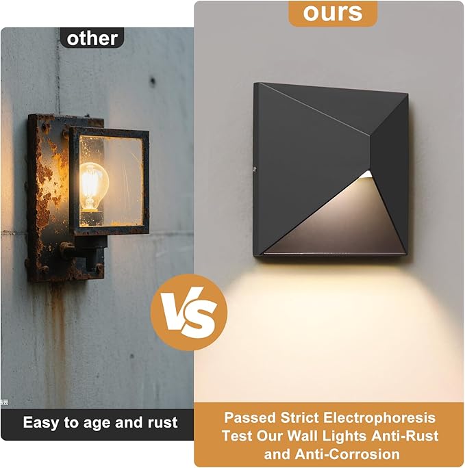 QQCherry Outdoor Light Fixture Wall Mount, 8W LED Exterior Lighting fixtures for Outside, Modern Front Porch Lights, Waterproof Black Wall Sconce for House, Patio, Garage, Doorway, Entryway