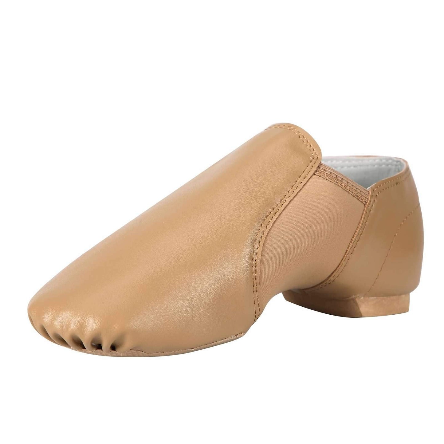 Linodes Unisex 006 PU Leather Upper Slip-on Jazz Shoe for Women and Men's Dance Shoes-Brown 9M