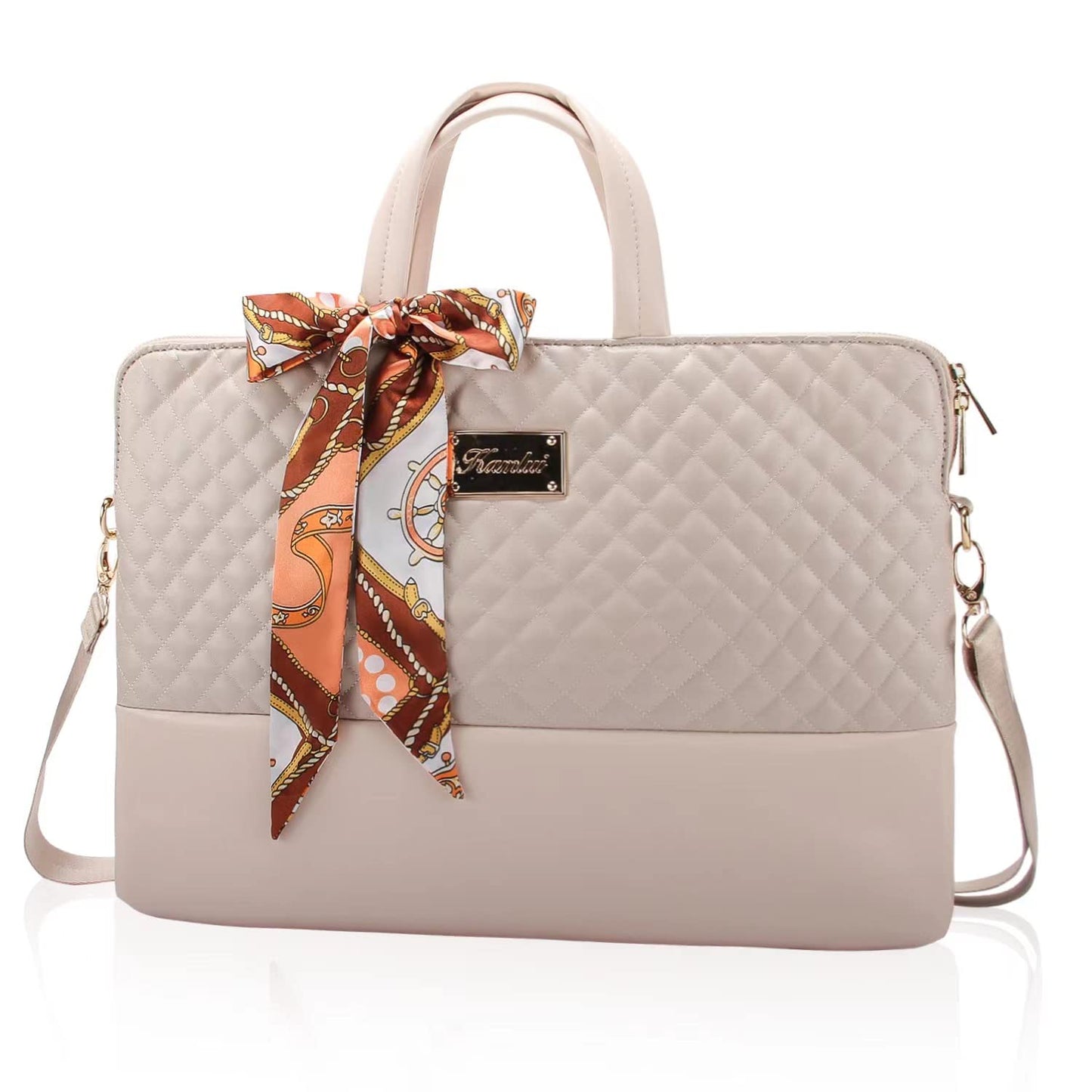 Laptop Bag for Women Slim Travel - Computer Bag Laptop Case Lightweight Thin Carrying Fit 15.6-inch 16-inch Notebook Shoulder Crossbody Work Business Office Messenger Briefcase Quilted PU Leather