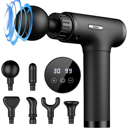 Massage Gun, Massage Gun Deep Tissue, Handheld Back Massager for Athletes, Percussion Muscle Massager with 6 Attachments & 30 Speed, Father's Day, Black