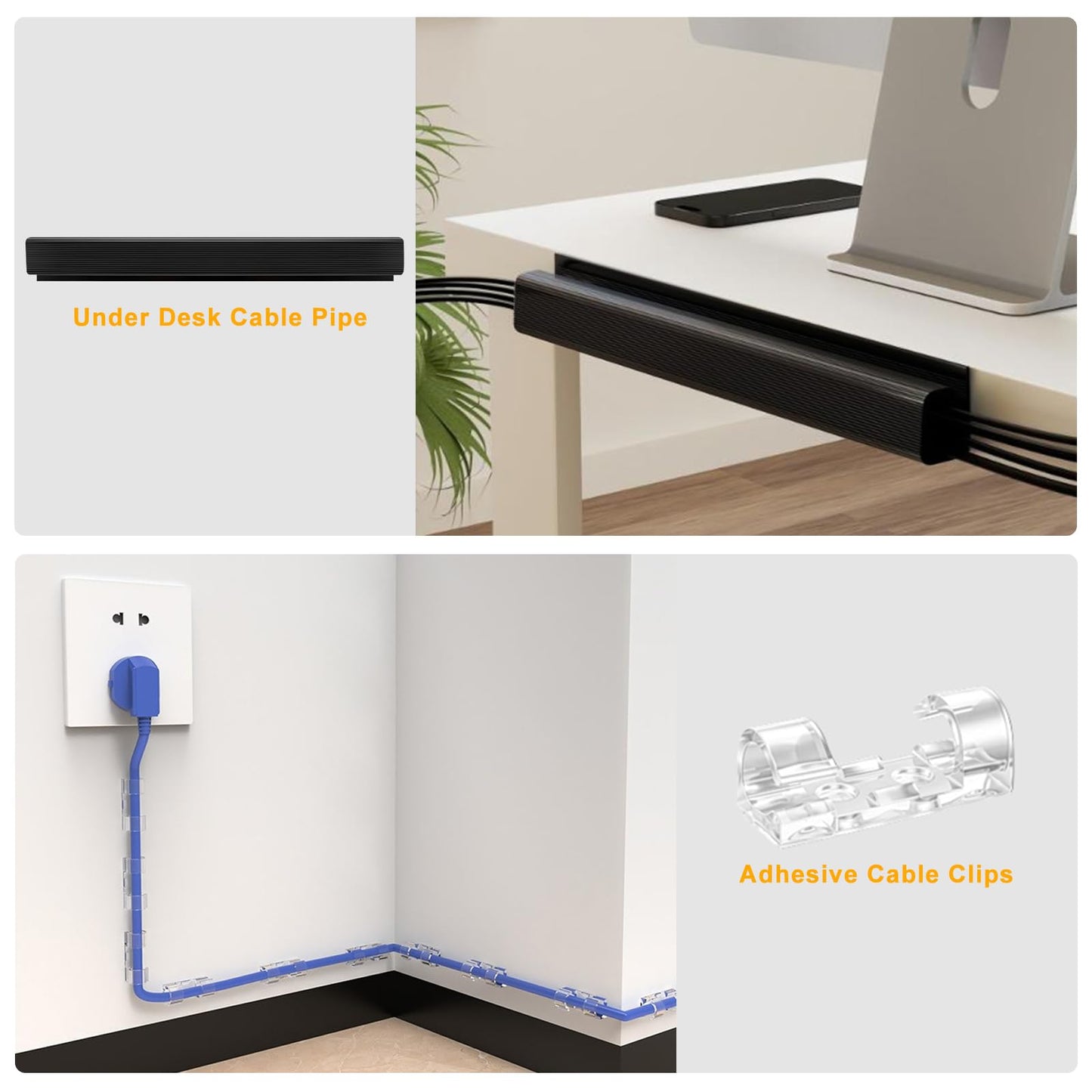 494 PCS Cable Management Kit - 4 Cable Sleeve Split, 2 Cable Organizer, 130 Adhesive Cable Clip, 6 Cable Holder, 2 Roll Cable Organizer Strap, 300 Cable Tie with 50 Mount, for Computer TV Under Desk