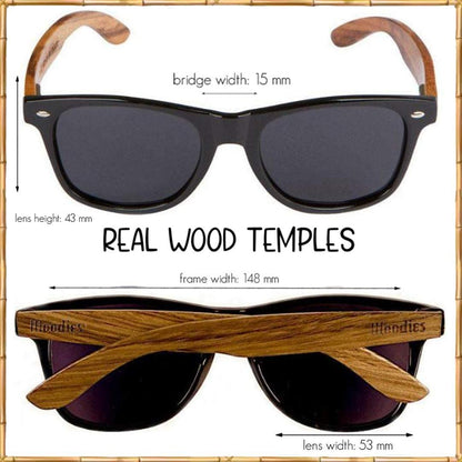 Woodies Walnut Wood Sunglasses with Black Polarized Lenses for Men and Women | 100% UVA/UVB Ray Protection