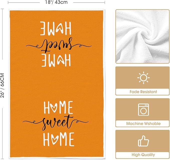 Artoid Mode Orange Stripes Home Sweet Home Boho Kitchen Towels Dish Towels