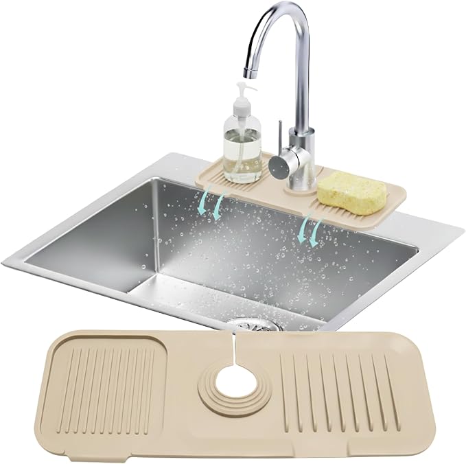 14.6” Silicone Faucet Mat For Kitchen Sink, Kitchen Sink Splash Guard Behind