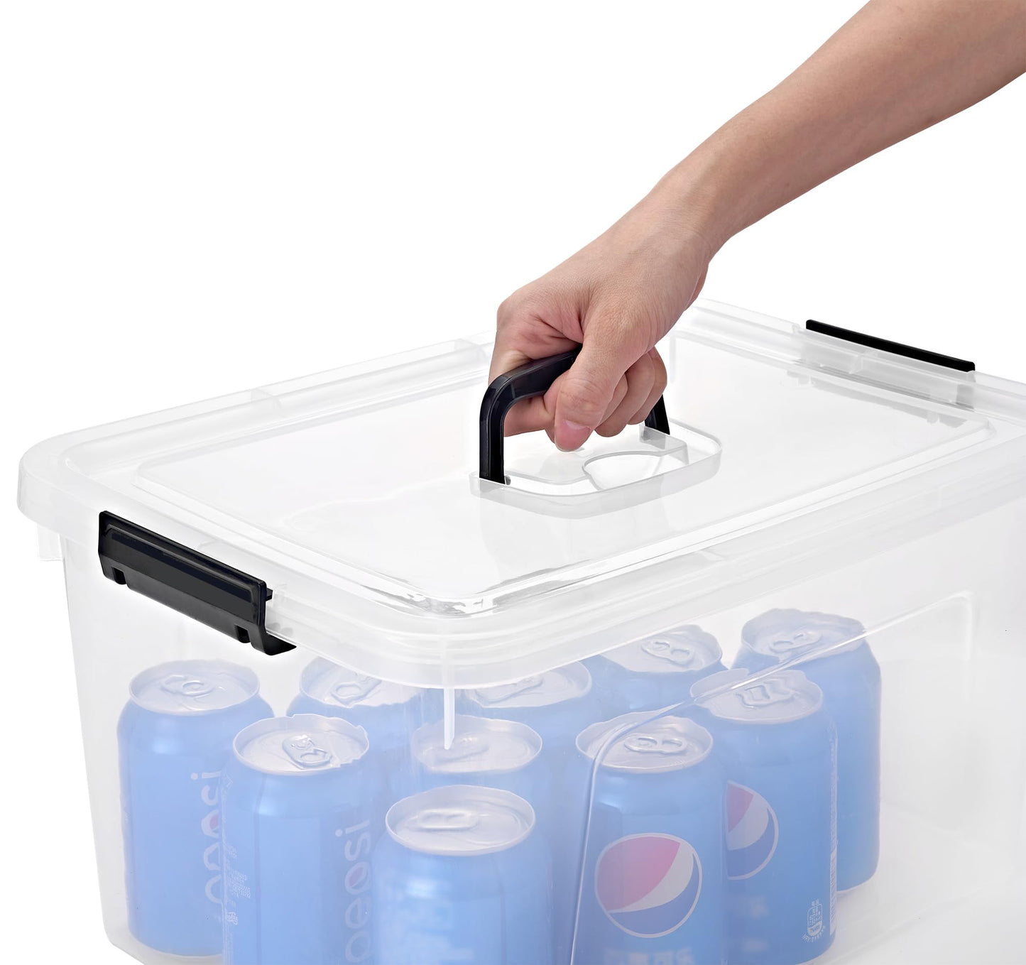 JUJIAJIA 19 Quart Plastic Storage Bins with Lids, 6-Pack Stackable Clear Storage Organizing Box with Handle