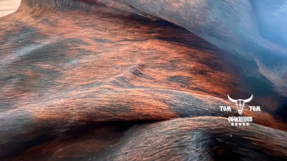 Cowhides Rug 7x6 Brindle Red Brown Black Cowhide Natural Leather