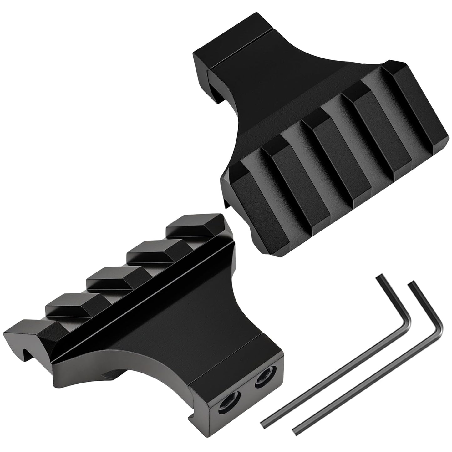 PUKESI Picatinny Offset Rail Mounts, 45 Degree 4 Slots Offset Picatinny Rails 45° Angle Mount Aluminum Low Profile for Flashlight Laser Sight Optics (4 Slot - 2 Pack)