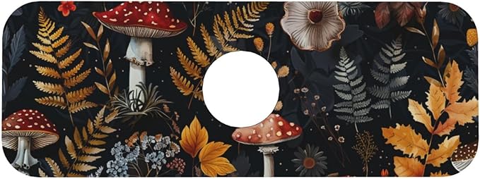 Faucet Draining Mat For Kitchen Sink, Mushrooms Ferns Wildflowers Diatom Mud