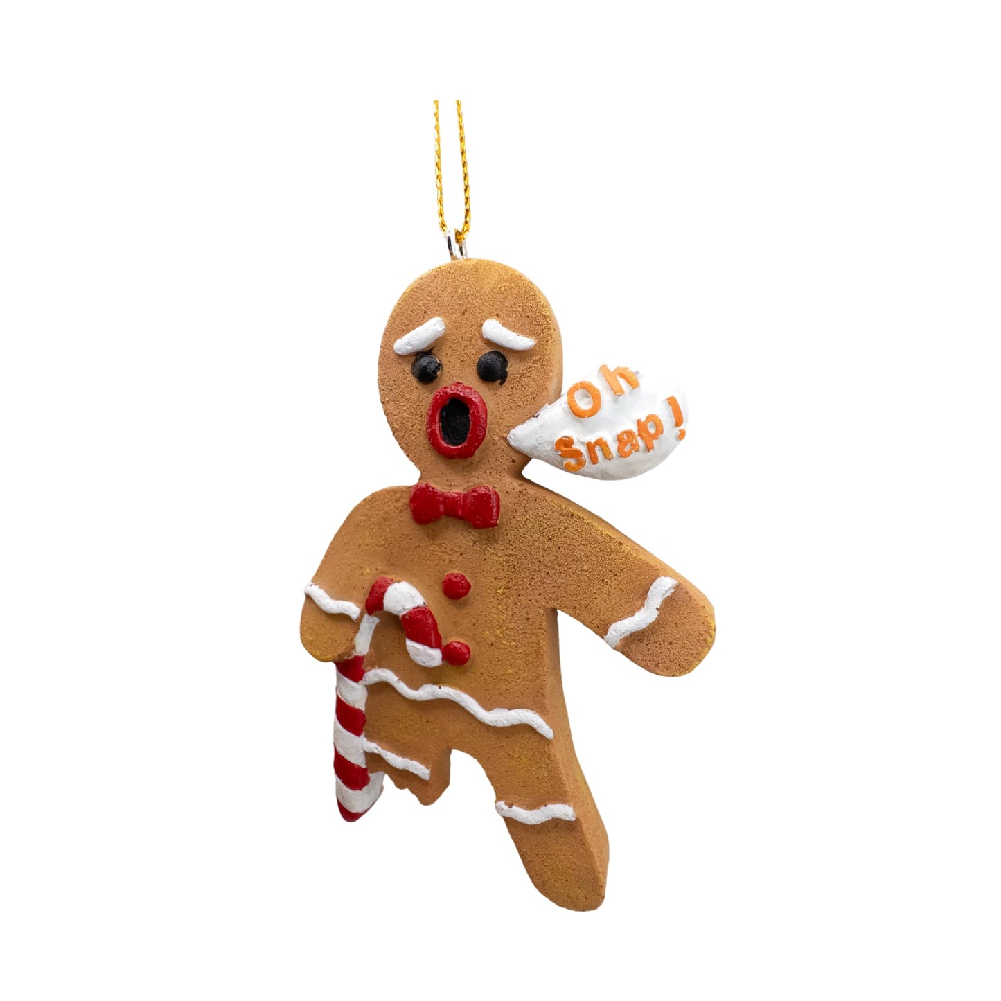 Gingerbread Man Cookie Oh Snap! Broken Leg Candy Cane Crutch Funny Christmas Tree Ornament