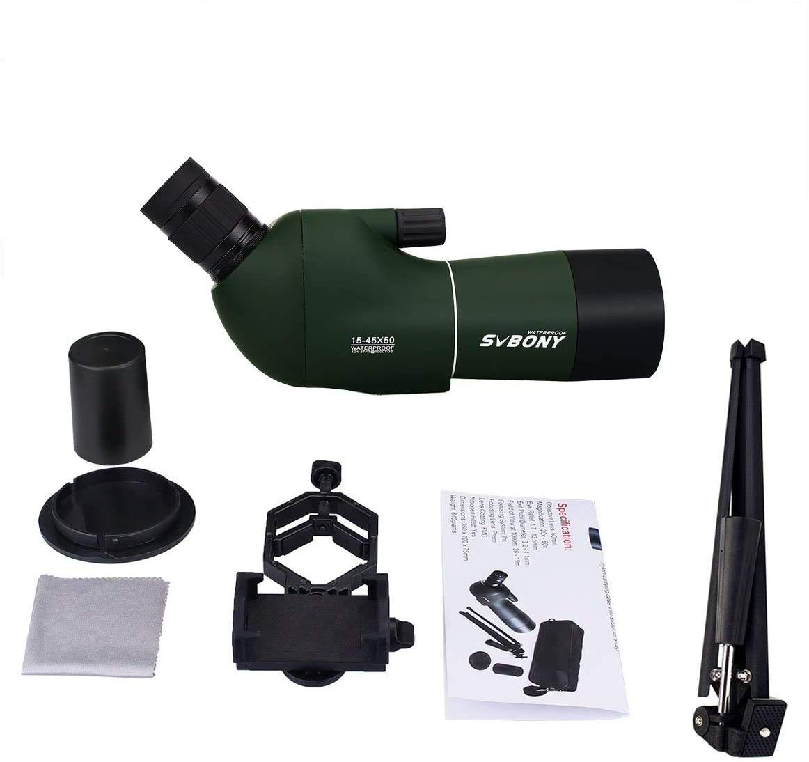 SVBONY SV28 Spotting Scopes 20-60x60mm, Angled Spotting Scope with Tripod IP65 Waterproof Long Range Scope,Spotter Scope with Phone Adapter for Bird Watching Hunting Target Shooting Wildlife Telescope