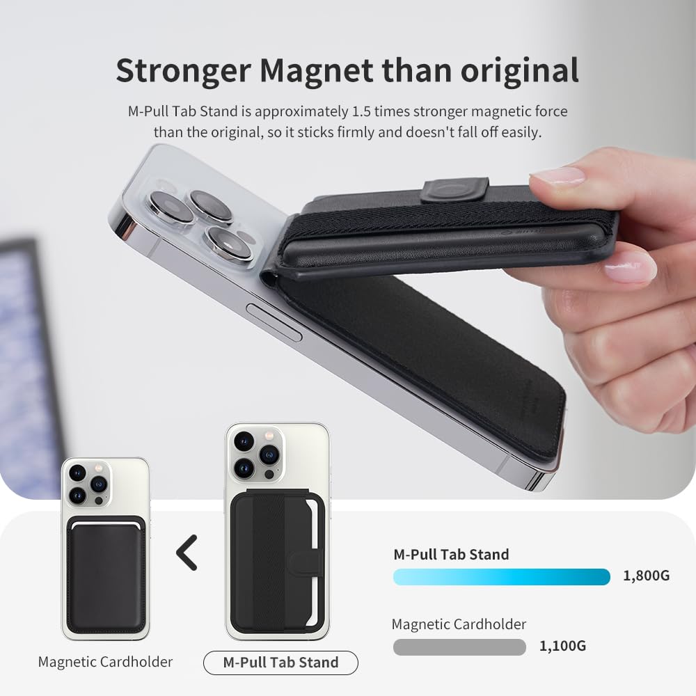 Sinjimoru Pull & Eject Magnetic Wallet for iPhone, 3-Card Holder with Adjustable Stand, Compatible with MagSafe, Lavender