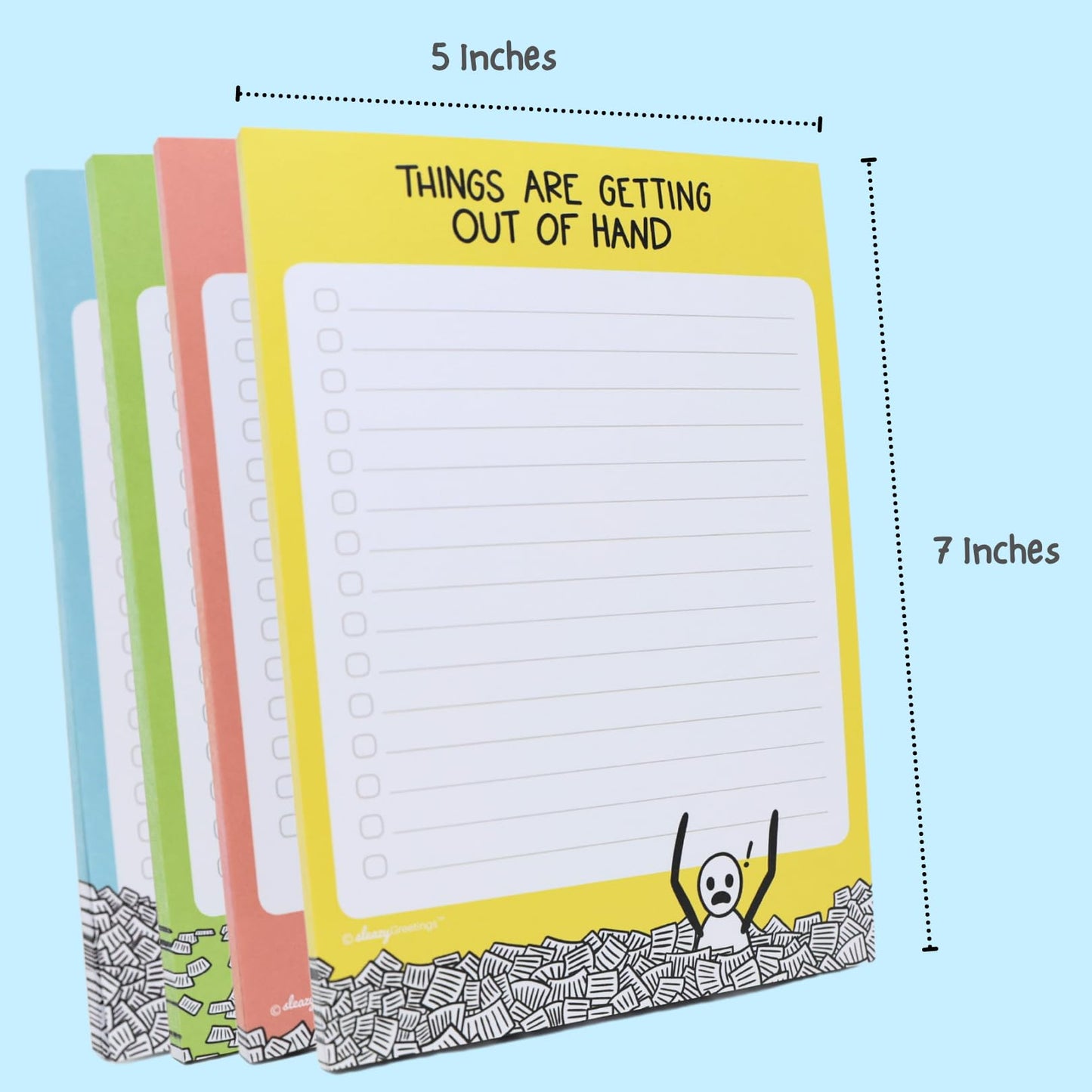 Sleazy Greetings Funny To Do List Notepad (4 Large Notepads) - 5 x 7-Inches Sarcastic Memo Pad Grocery Lists Note Pads - Funny Teacher Office Coworker Gifts for Women