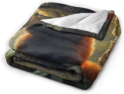 Red Panda Blanket, Pandas Gift Pictures Animal Throw Blankets, Fuzzy Plush Blanket Soft for Red Panda Lover Kids Teens Women Men Girls Boys Stuff for Bedding Sofas Couch 80"X60"