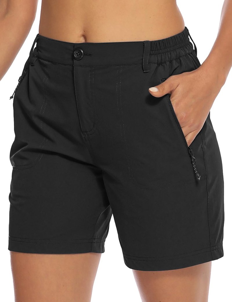 TBMPOY Womens 6" Hiking Cargo Shorts Quick Dry with Pockets Lightweight Work Golf Short Outdoor Active Summer for Women Black XL