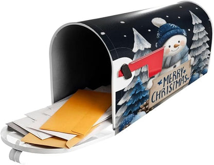 Festive Magnetic Mailbox Cover Winter Snowman Outdoor Mailbox Protector Holiday Seasonal Decorative Garden Yard Home Standard Size 21 x 18 Inch