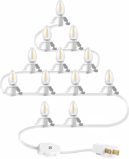 Christmas Village Lights with 12 LED Warm White Bulbs, C7 Light Cord for Christmas Village Houses, Pumpkin Crafts, Halloween & Holiday Decorations
