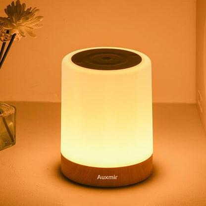 Auxmir Night Light for Kids Baby, Dimmable Touch Lamp for Nursery, 11 RGB Colors 5 Brightness, Portable Rechargeable Bedside Table Lamp for Nightstand, Kids Night Light for Bedroom Living Room