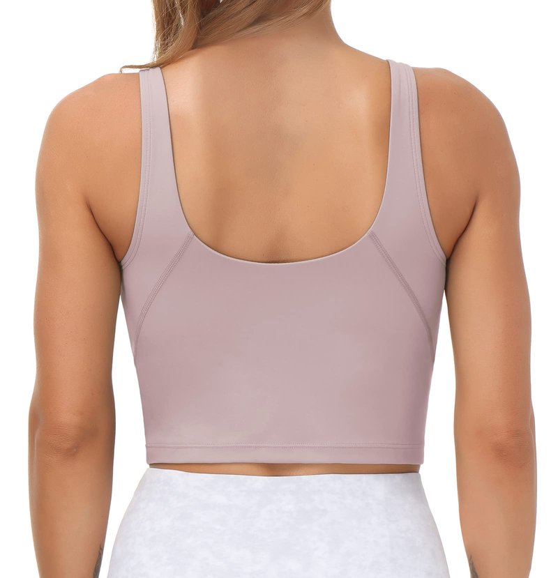 Women’s Longline Sports Bra Wirefree Padded Medium Support Yoga Bras Gym Running Workout Tank Tops(Light Purple, Medium)