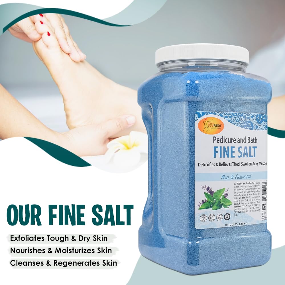 SPA REDI - Detox Foot Soak Pedicure and Bath Fine Salt, Lavender and Wildflower, 128 Oz - Made with Dead Sea Salts, Argan Oil, Coconut Oil, and Essential Oil, Hydrates, Softens and Moisturizes
