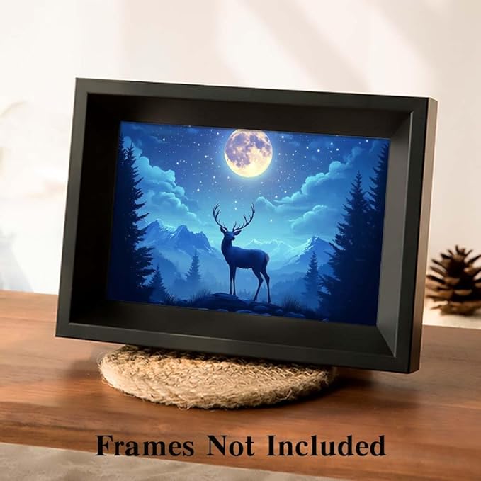Yesad Deer Wall Art, Christmas Canvas Wall Art, Animal Picture Artwork Aesthetic Poster Prints Wall Décor for Farmhouse Living Room, Bedroom, Office (Unframed,30”x20”,Deer4)