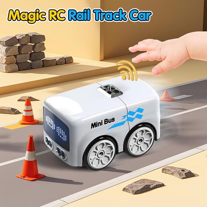 jaming RC Mini Bus2.4G Remote Control Car Vehicles City Buses Toy Classic Baby Vehicle Remote Control Car with LED Lights and Gesture Sensing Bus Toy Gift for Children Kids Boys Girls (White)