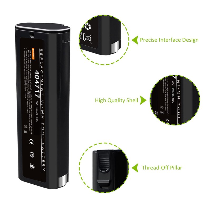Upgraded 4000mAh 2Packs 6V Ni-MH Replacement Battery for Paslode 404717 Battery Compatible for Paslode B20544E BCPAS-404717 404400 900400 900420 900600 901000 902000 B20720 CF-325 IM200 F18 IM250