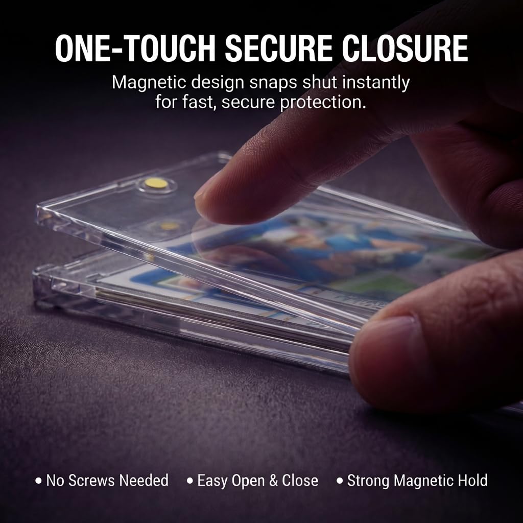 Magnetic Card Holder for Trading Cards | 35pt 100 Count | One Touch Card Holders Magnetic Protector Case Clear Acrylic for Sports, TCG, and Collectible Cards