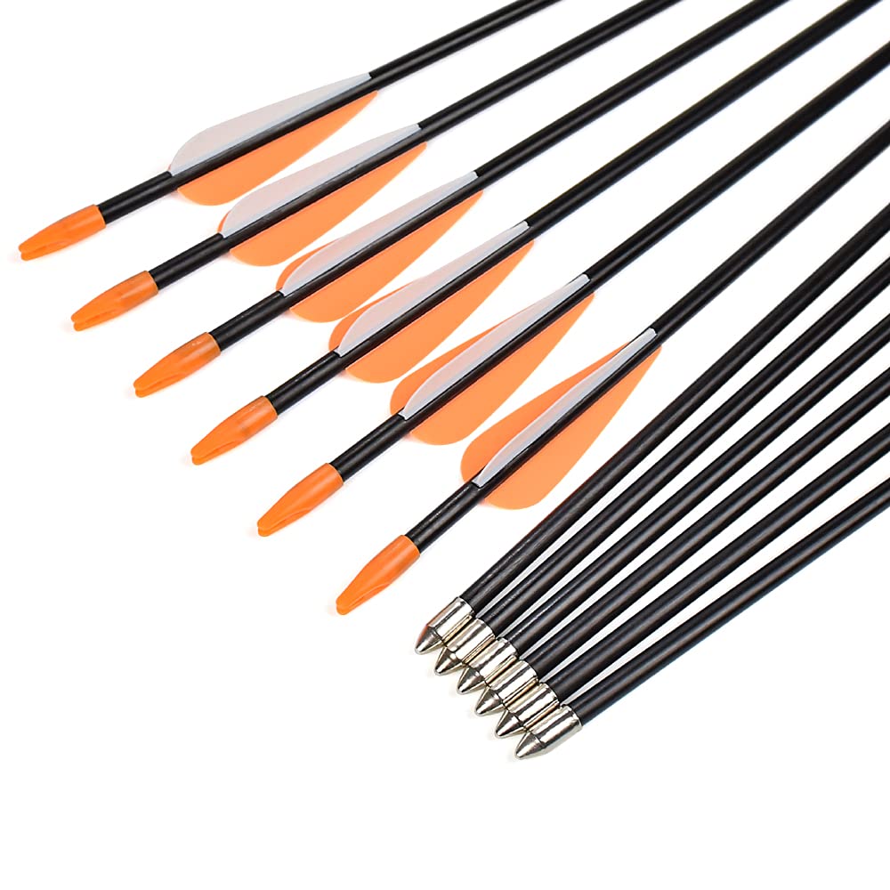 Elong Fiberglass Arrows Archery 24 Inch Target Shooting Practice Safetyglass Recurve Bows Suitable for Youth Children Woman Beginner (6 pcs)