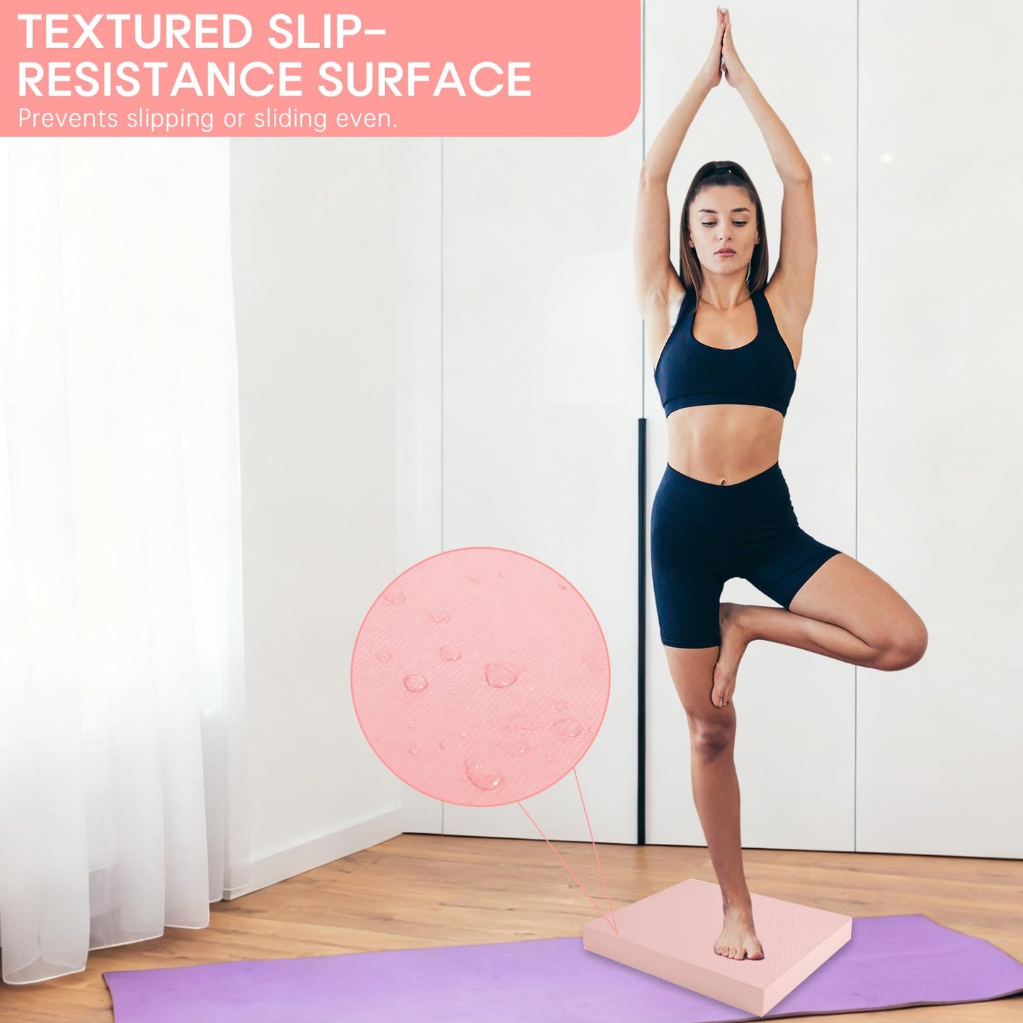 MBKHFLL Exercise Balance Pad，Balance Foam Mat for Physical Therapy Equipment & Strength Stability Training, Slip Resistant Foam Mat for Yoga, Pilates, Meditation，Gardening knee pads (Pink)
