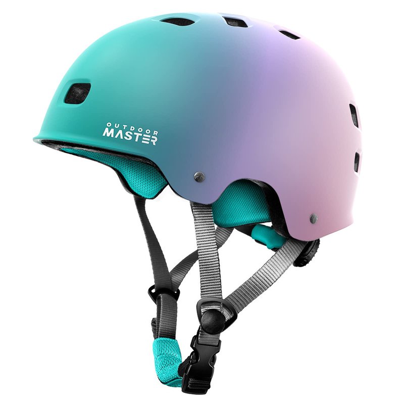 OutdoorMaster Skateboard Cycling Helmet - Two Removable Liners Ventilation Multi-Sport Scooter Roller Skate Inline Skating for Kids, Youth & Adults - L - Fuschia Teal